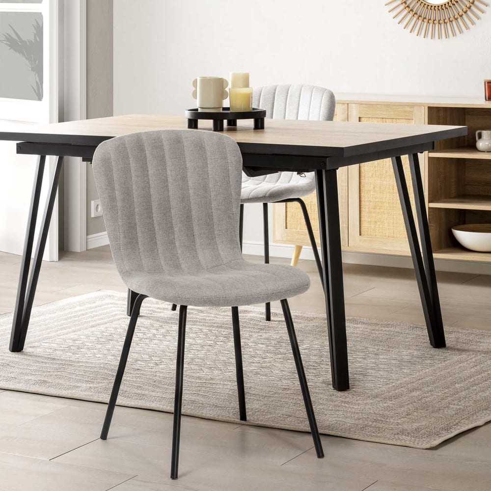 Pack 4 sillas tapizadas en tela color gris claro - Maisons du Monde