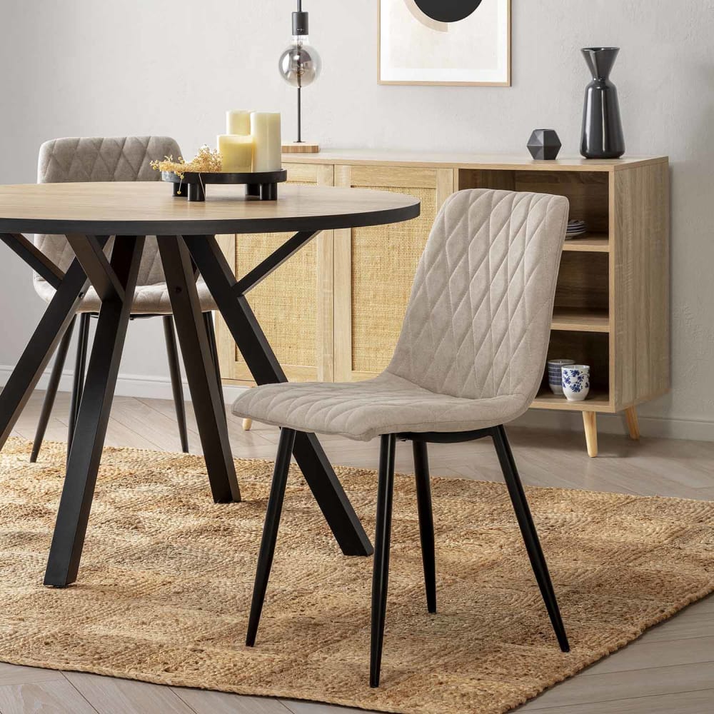 Pack 4 sillas tapizadas en tela color beige - Maisons du Monde