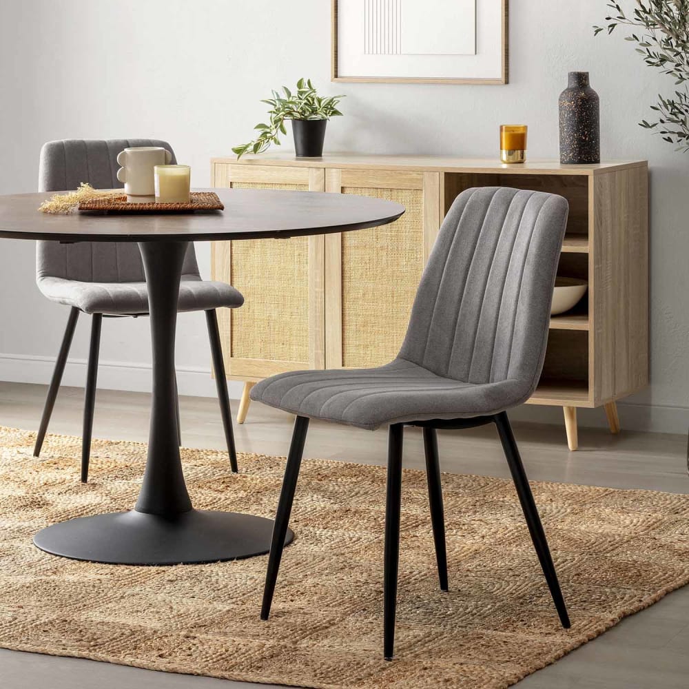 Pack 4 sillas tapizadas en tela color gris - Maisons du Monde