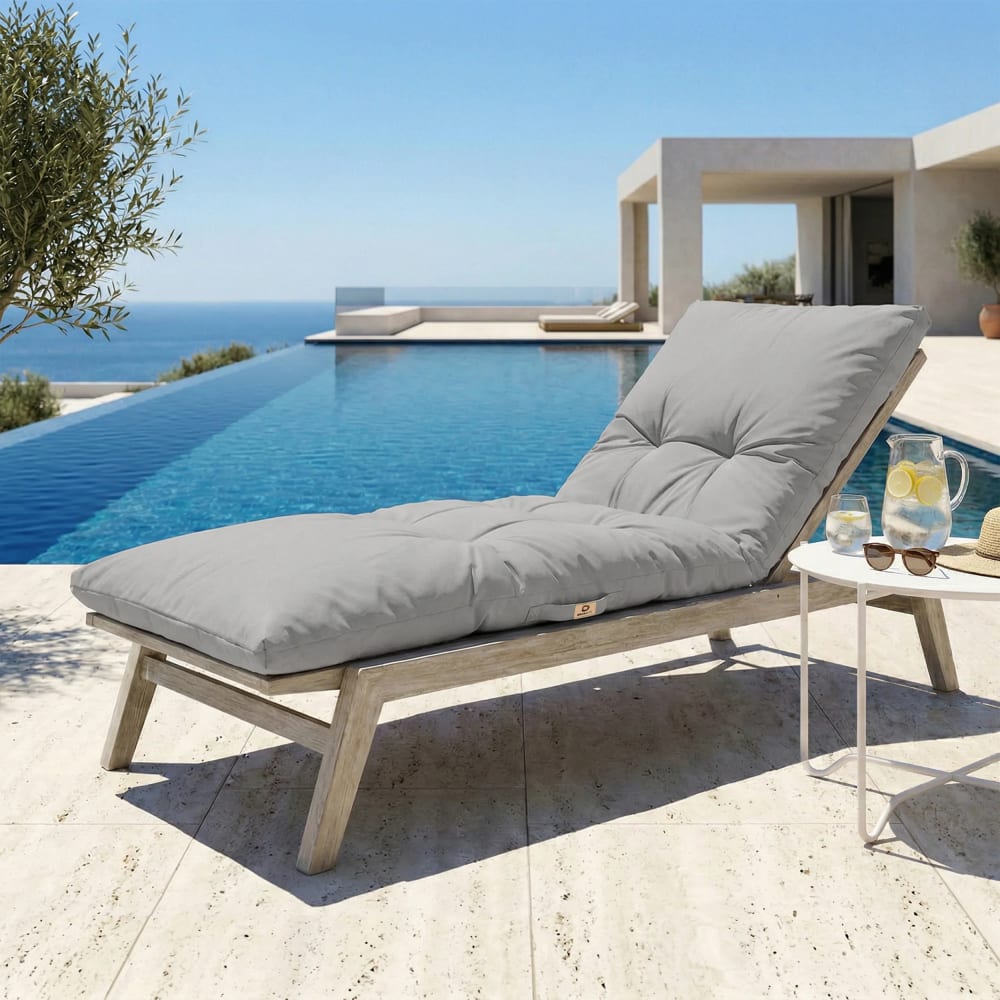 Coussin pour bain de soleil en polyester 185 x55cm gris - Maisons du Monde