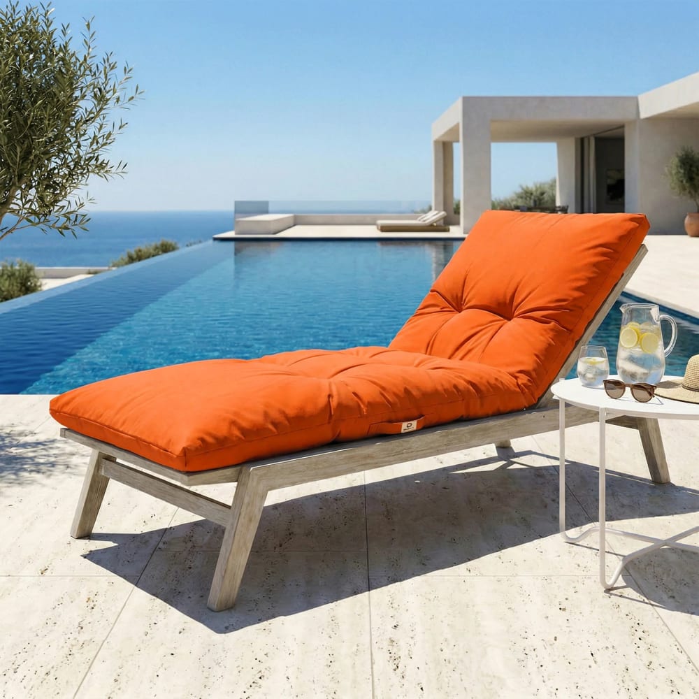 Coussin pour bain de soleil en polyester 185 x55cm orange - Maisons du Monde