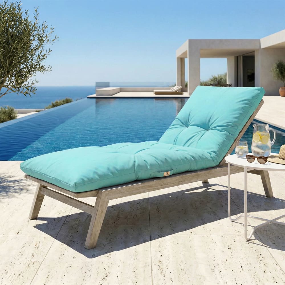 Coussin pour bain de soleil en polyester 185 x55cm bleu caraïbes - Maisons du Monde