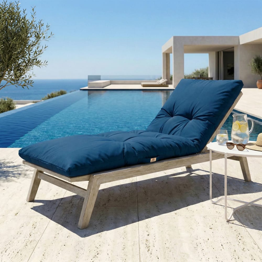 Coussin pour bain de soleil en polyester 185 x55cm bleu pétrole - Maisons du Monde