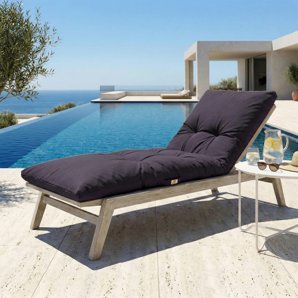 Coussin pour bain de soleil en polyester 185 x55cm gris carbone - Maisons du Monde