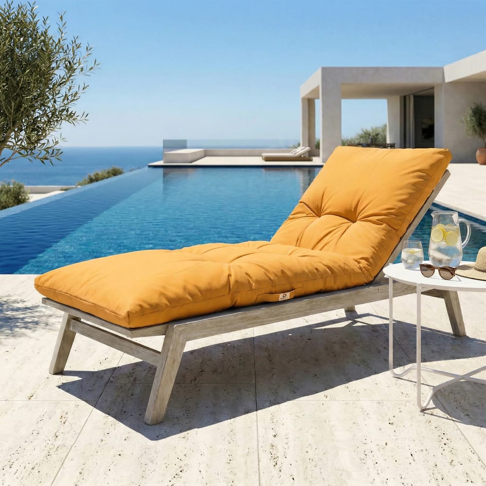 Coussin pour bain de soleil en polyester 185 x55cm jaune miel - Maisons du Monde
