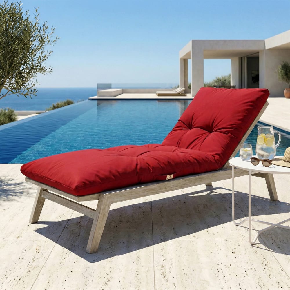 Coussin pour bain de soleil en polyester 185 x55cm rouge - Maisons du Monde