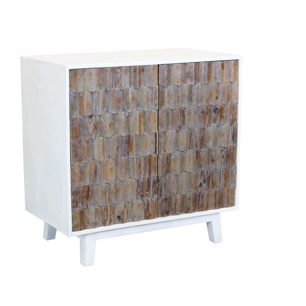Madia a due ante con decoro in legno bianca - Milani Home