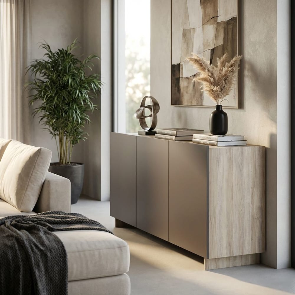 Madia moderna in pannello di particelle nera 150x42x76H cm -