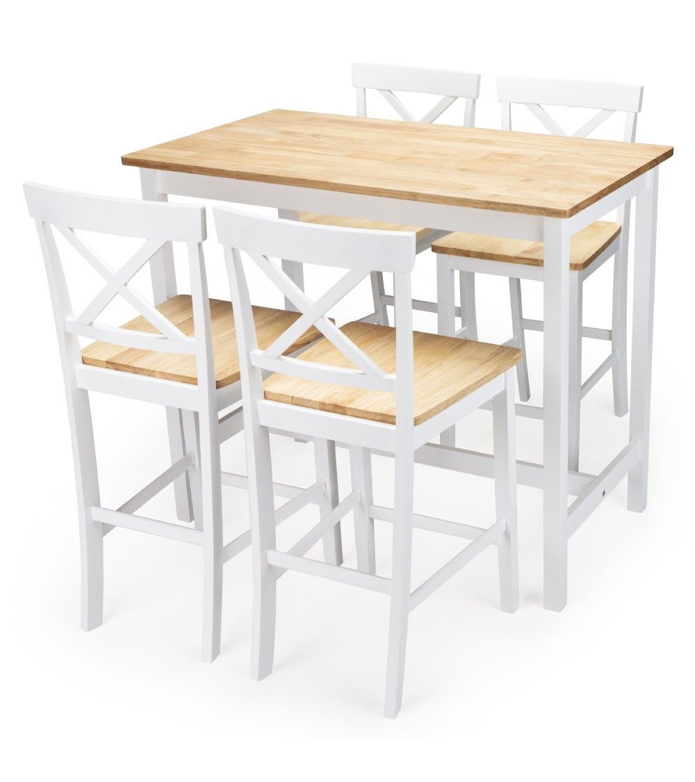 Pack 2 taburetes altos estructura blanco asiento tipo madera - Maisons du Monde