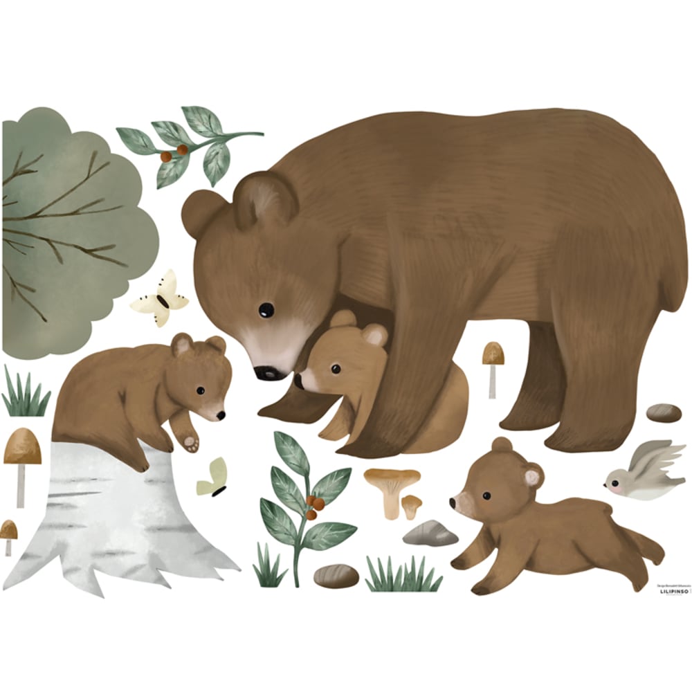 Planche de stickers L Famille Ours (64 x 90 cm) (Lilipinso) - Image 1