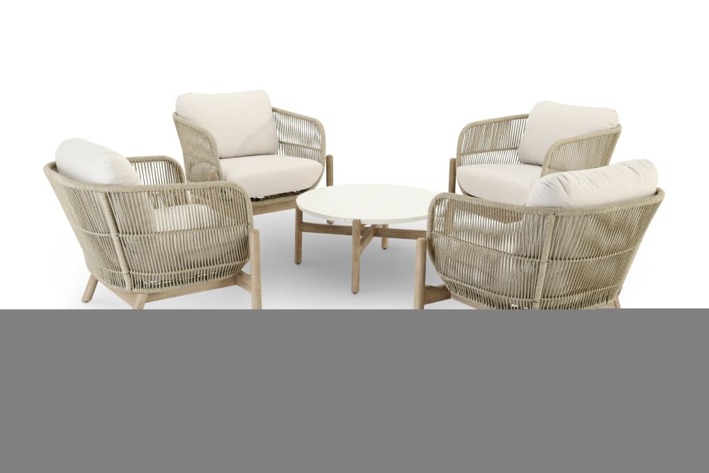 Salon de jardin 4 fauteuils et une table ronde 80cm