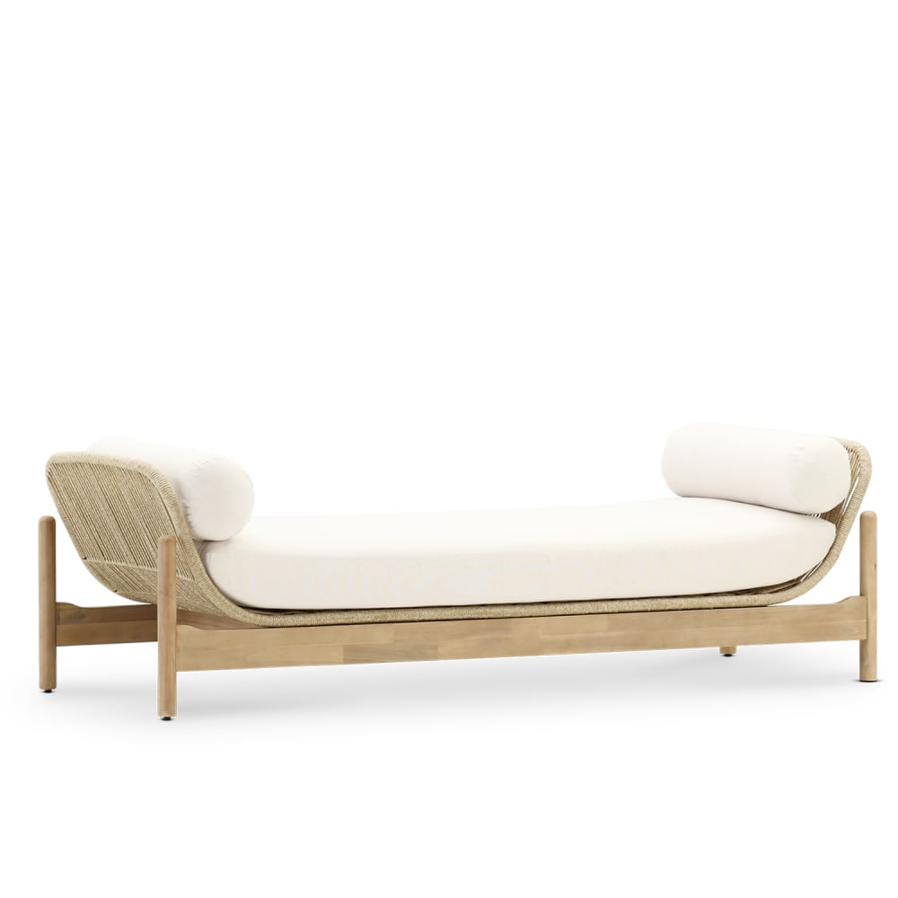 Chaise longue bois et corde beige