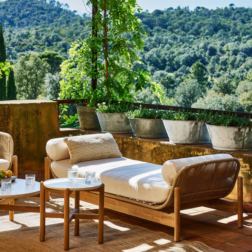 Chaise longue bois et corde beige - Maisons du Monde