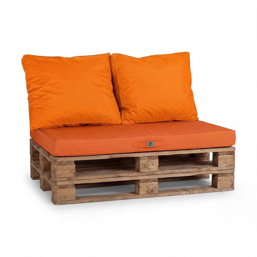 Lot de 3 coussins pour palette déhoussables en polyester orange