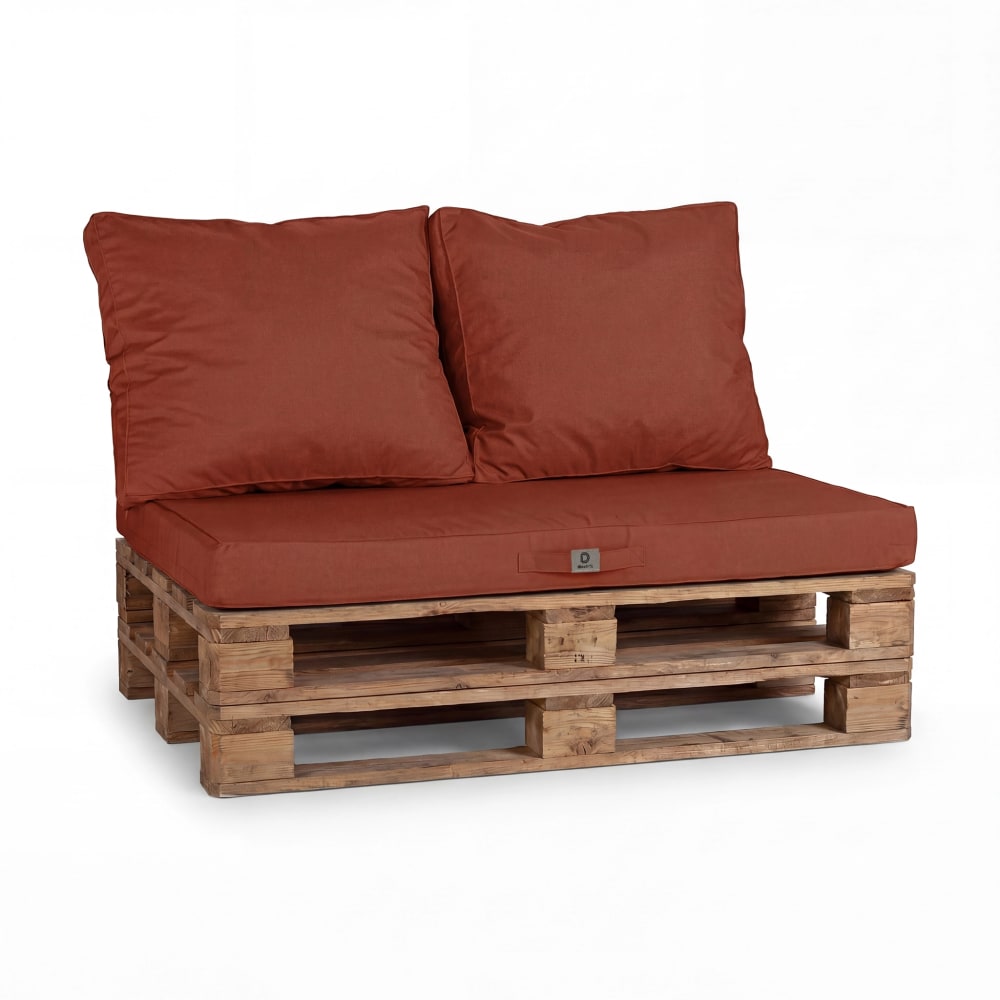 Lot de 3 coussins pour palette déhoussables en polyester terracotta