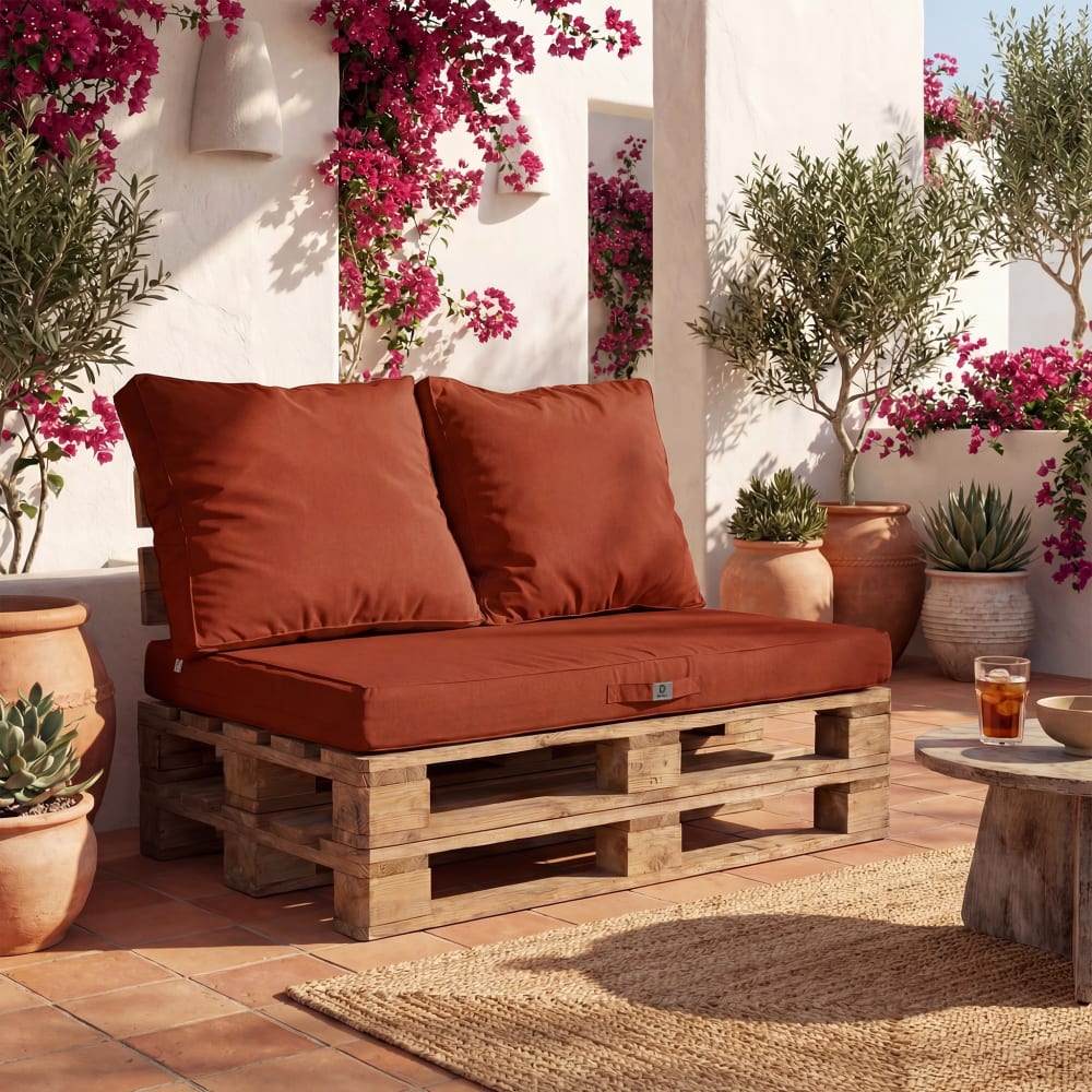 Lot de 3 coussins pour palette déhoussables en polyester terracotta - Maisons du Monde