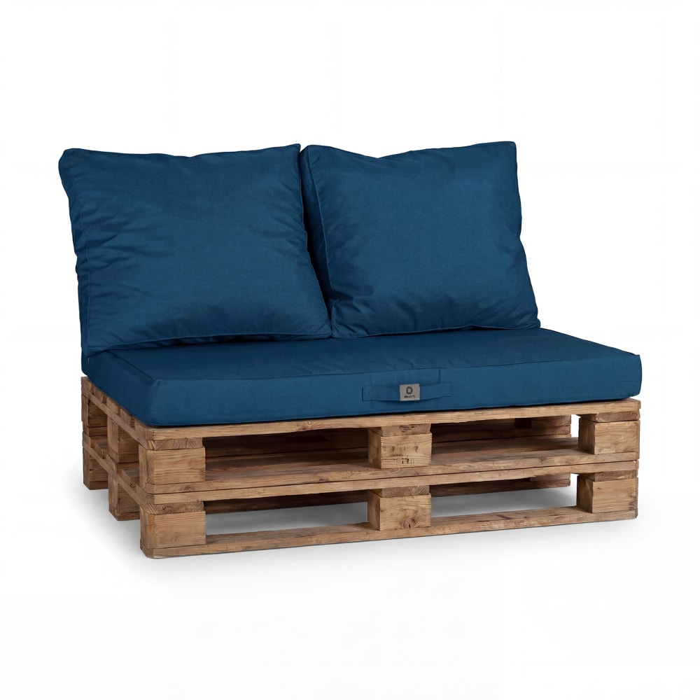 Lot de 3 coussins pour palette déhoussables en polyester bleu
