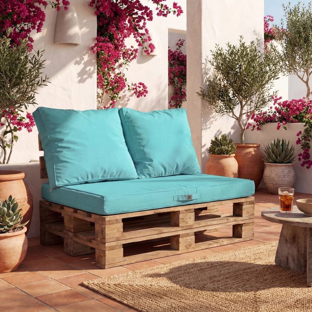 Lot de 3 coussins pour palette déhoussables en polyester bleu - Maisons du Monde