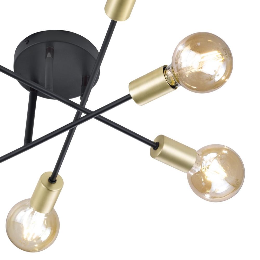 Plafonnier 6xE27 noir mat et bronze — vue 3