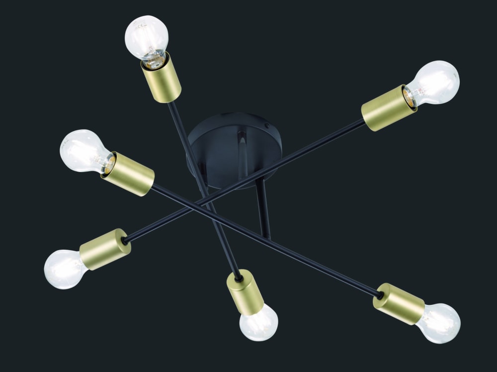 Plafonnier 6xE27 noir mat et bronze — vue 4