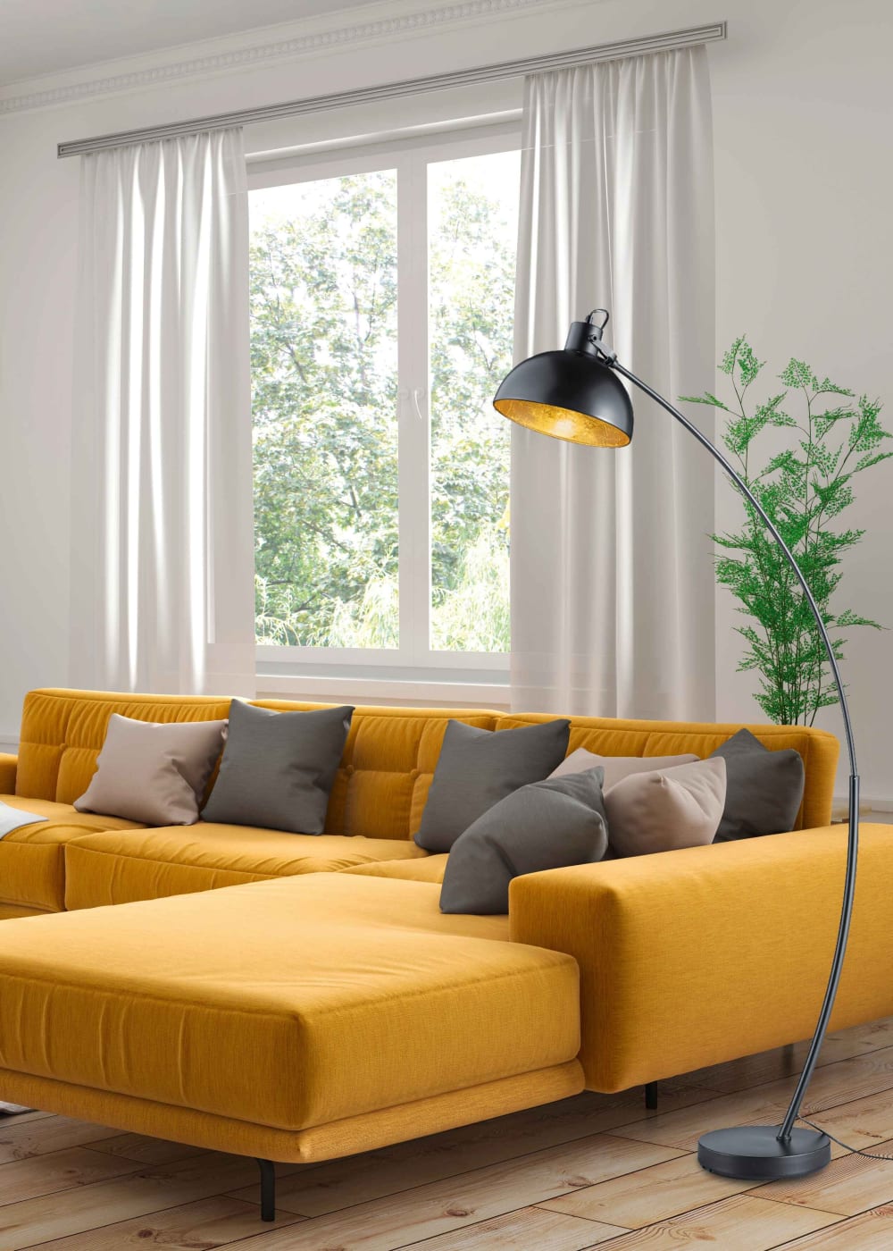 Lampadaire design en métal doré - Maisons du Monde