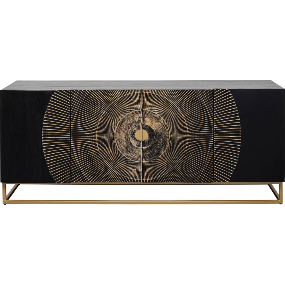Kare Design Sideboard mit 4 Türen aus Massivholz und Stahl, braun und schwarz style modern - -