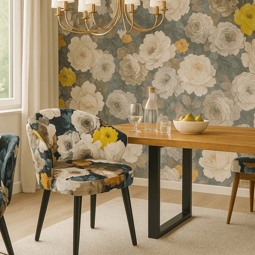 Stuhl mit Armlehnen und Blumen-Muster, mehrfarbig - Maisons Du