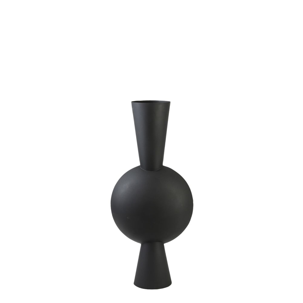 Light & Living Vase aus Metall, schwarz, 37.5x22x81cm style modern - Metall