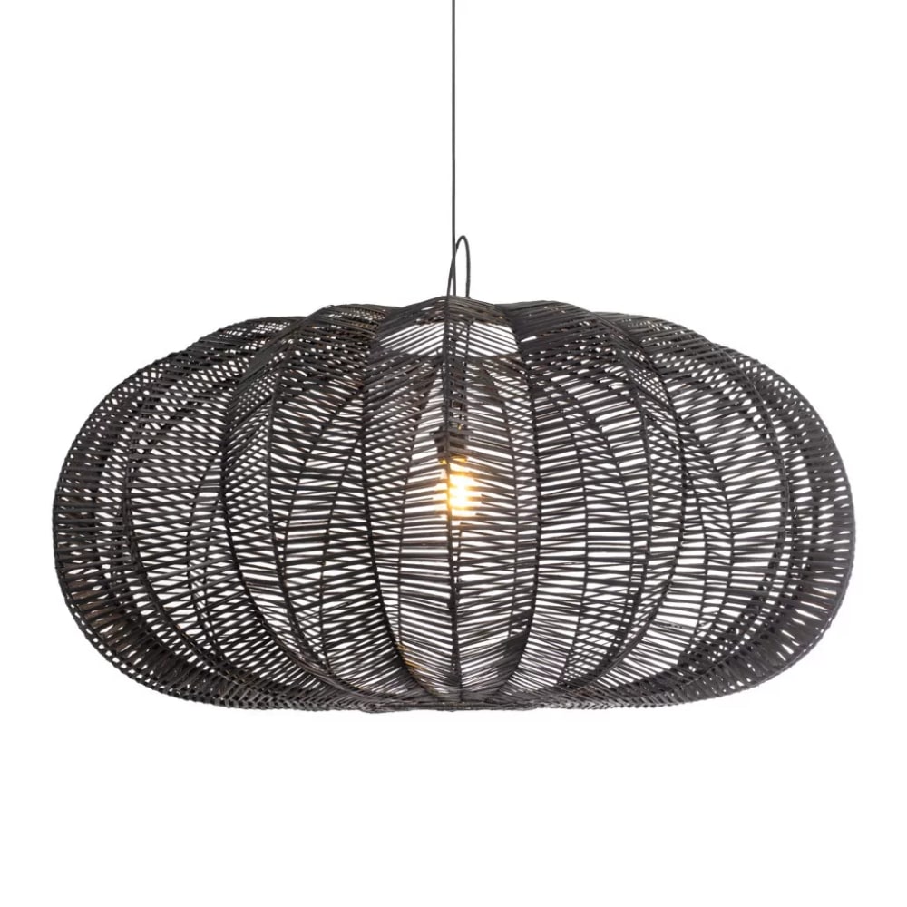 Suspension XXL noire en rotin 47x100 — vue 4