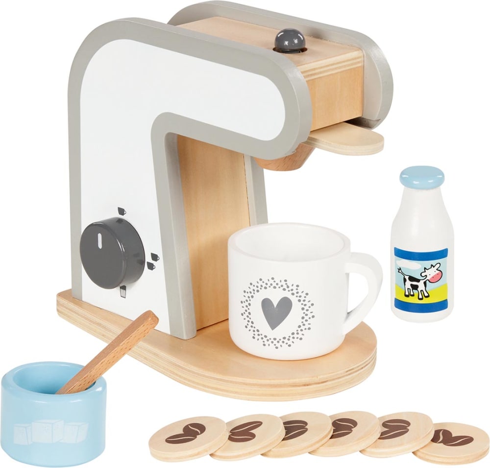 Goki Kaffeemaschine weiß und grau Holz Kinder