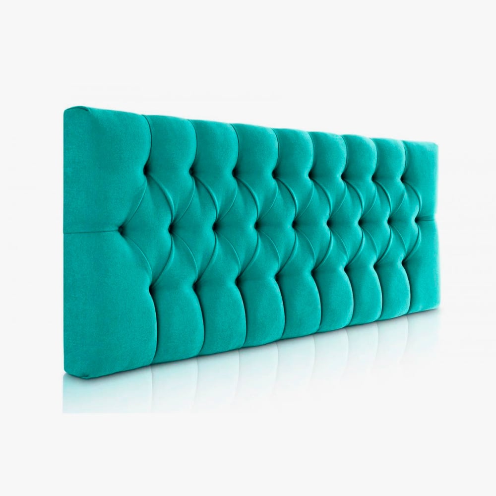 Tête de lit basse matelassée turquoise, lit 90 cm, 100x60 cm