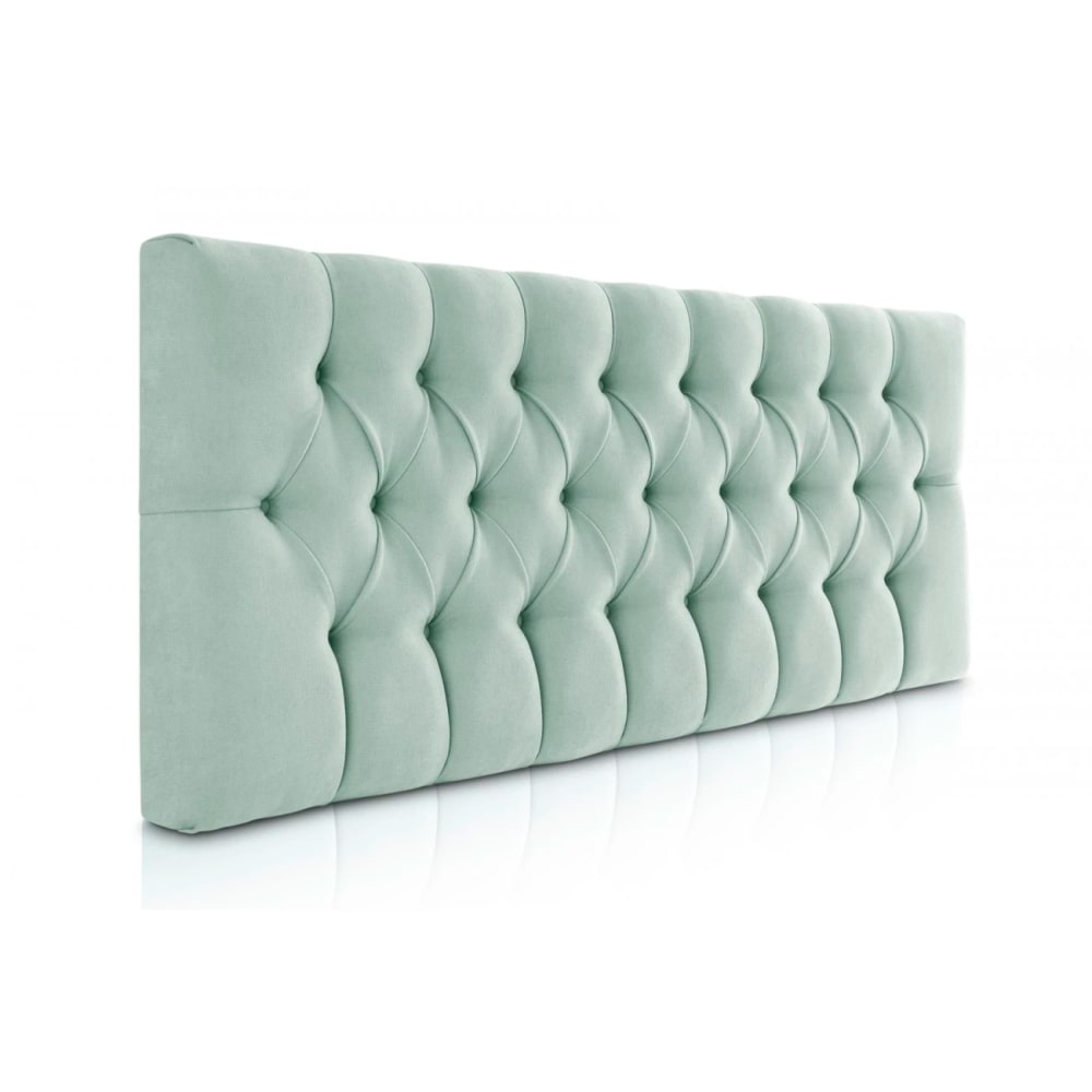 Tête de lit basse matelassée vert d'eau, lit 90 cm, 100x60 cm