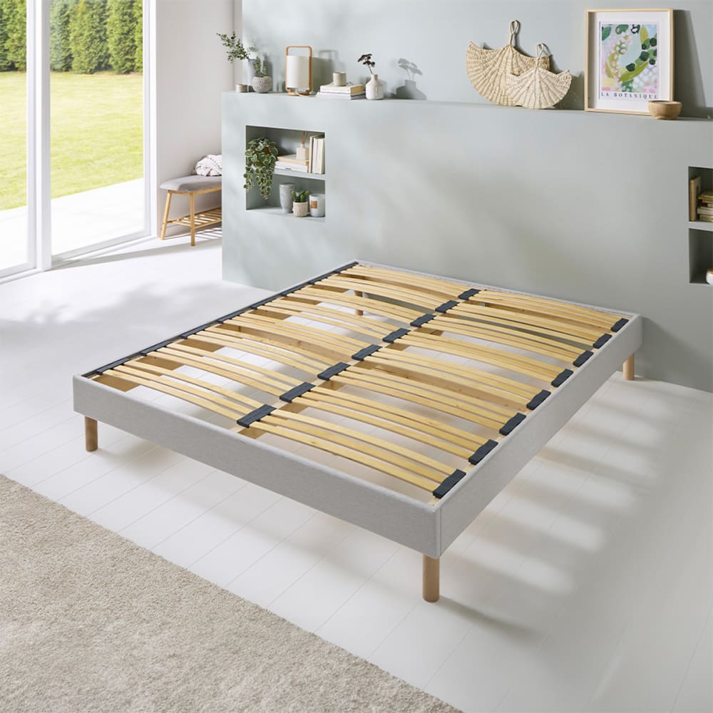 Sommier à lattes en bois     Gris   Livré en kit 140x190 cm