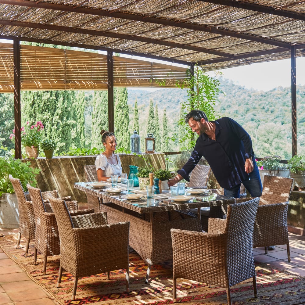 Mesa comedor aluminio y ratán sintético 200x100x73cm - Maisons du Monde