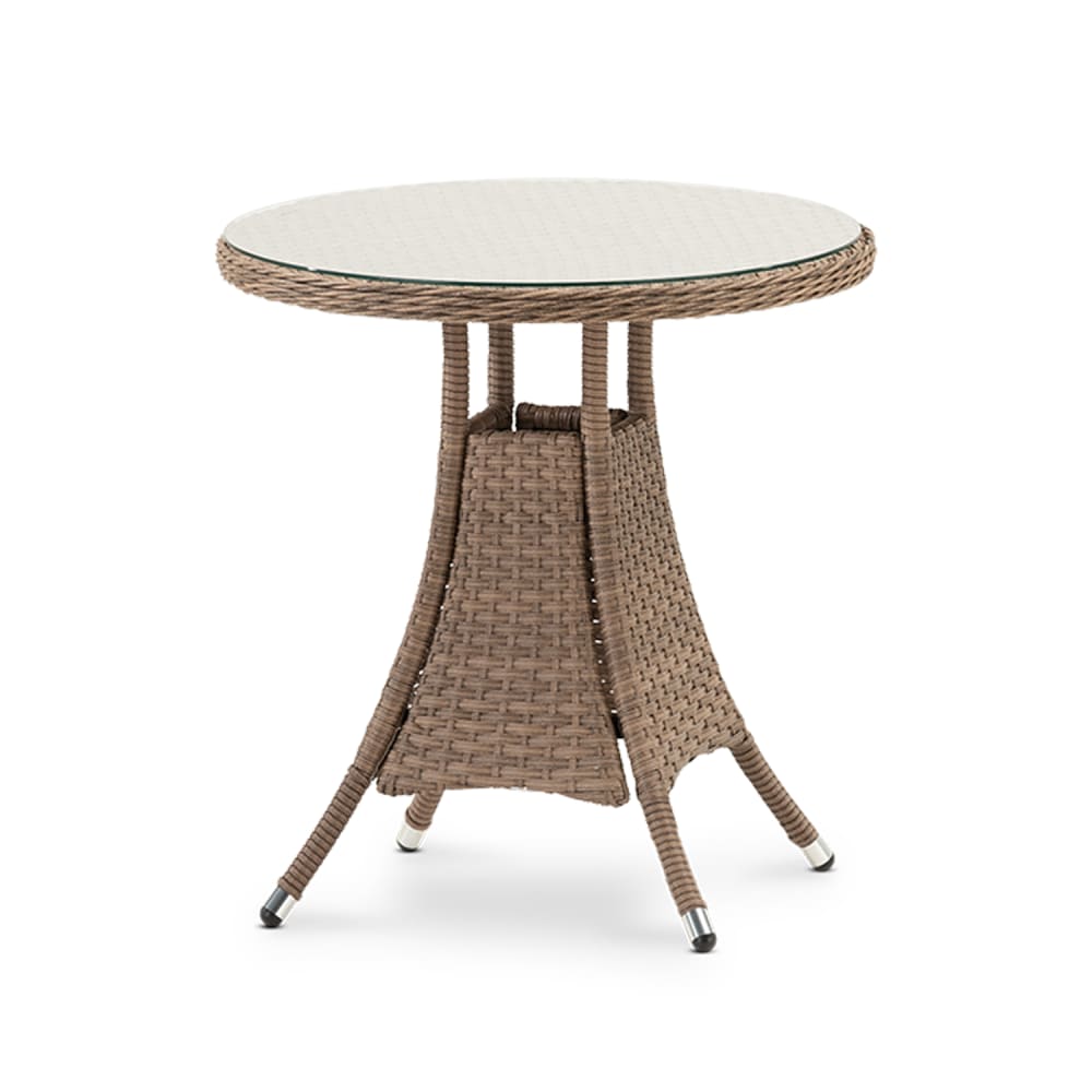 Table à manger ronde en aluminium et rotin synthétique 70diam x 73cm
