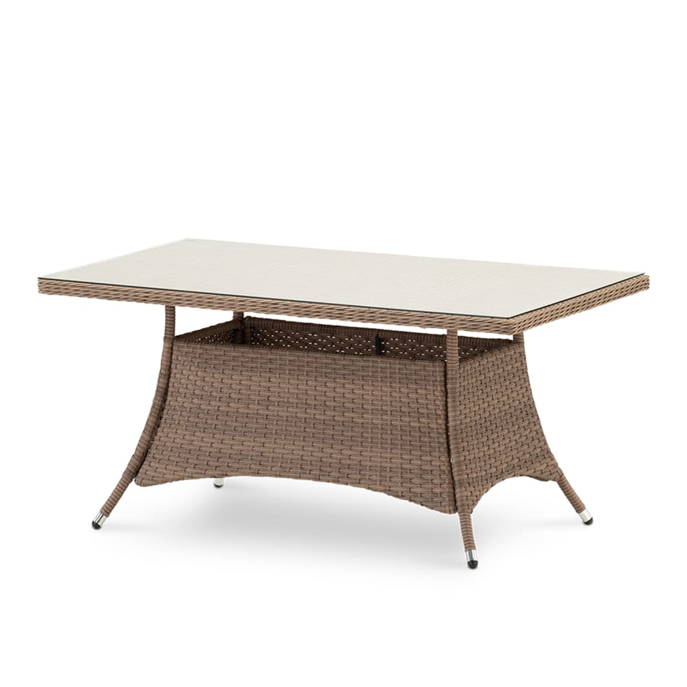 Mesa porche alta aluminio y ratán sintético 140x80x68cm