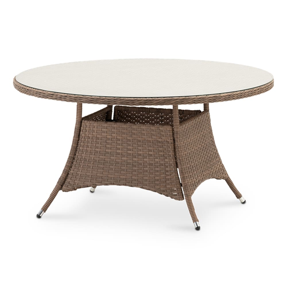 Table à manger ronde en aluminium et rotin synthétique 140diam x 73cm