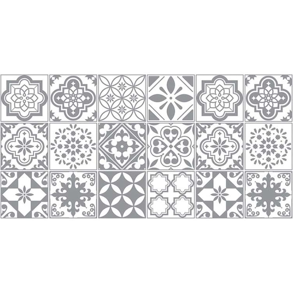 Alfombra vinílica baldosas grises 97x48cm