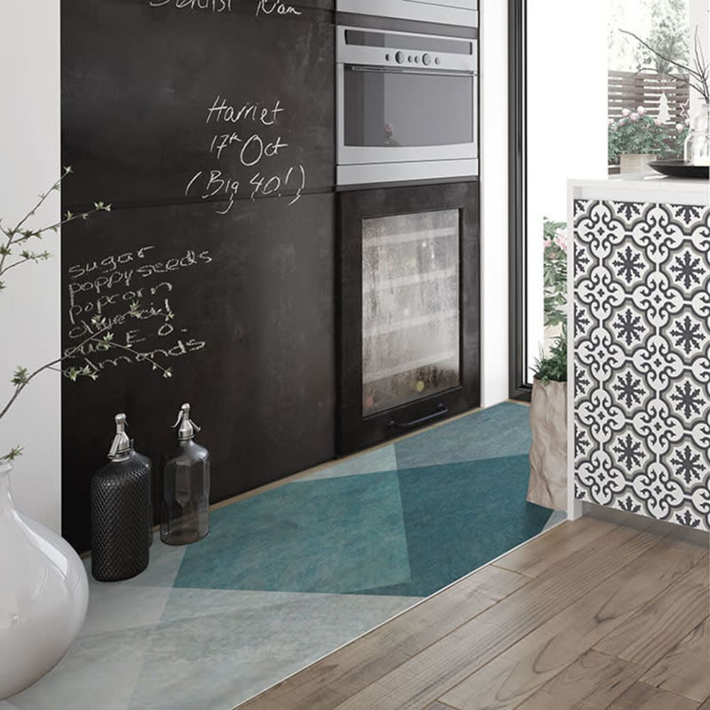 Alfombra vinílica Triángulos azules 175x74cm - Maisons du Monde