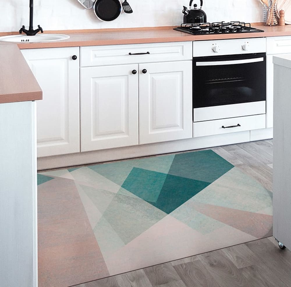 Vinylteppich mit blauen Dreiecken 196x130cm - Maisons Du Monde