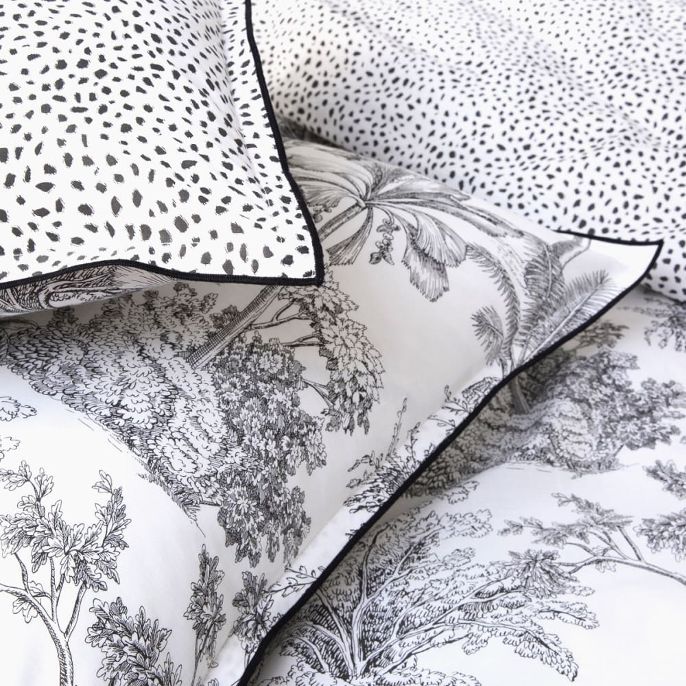 Parure de lit 2 personnes coton imprimé blanc 260x240cm - Maisons du Monde