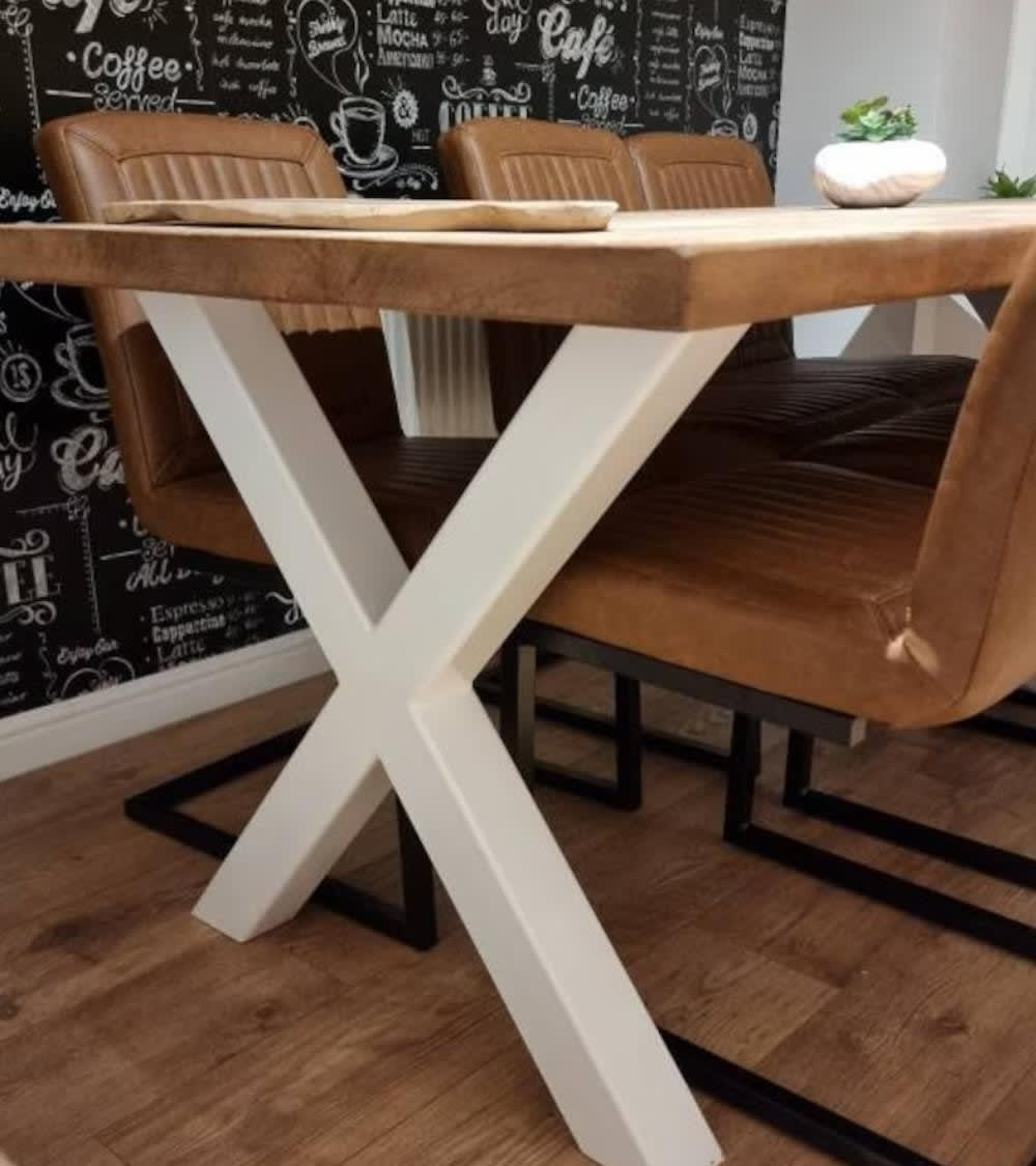 Mesa comedor estilo industrial patas blancas en 'x' 140x80 cm - Maisons du Monde