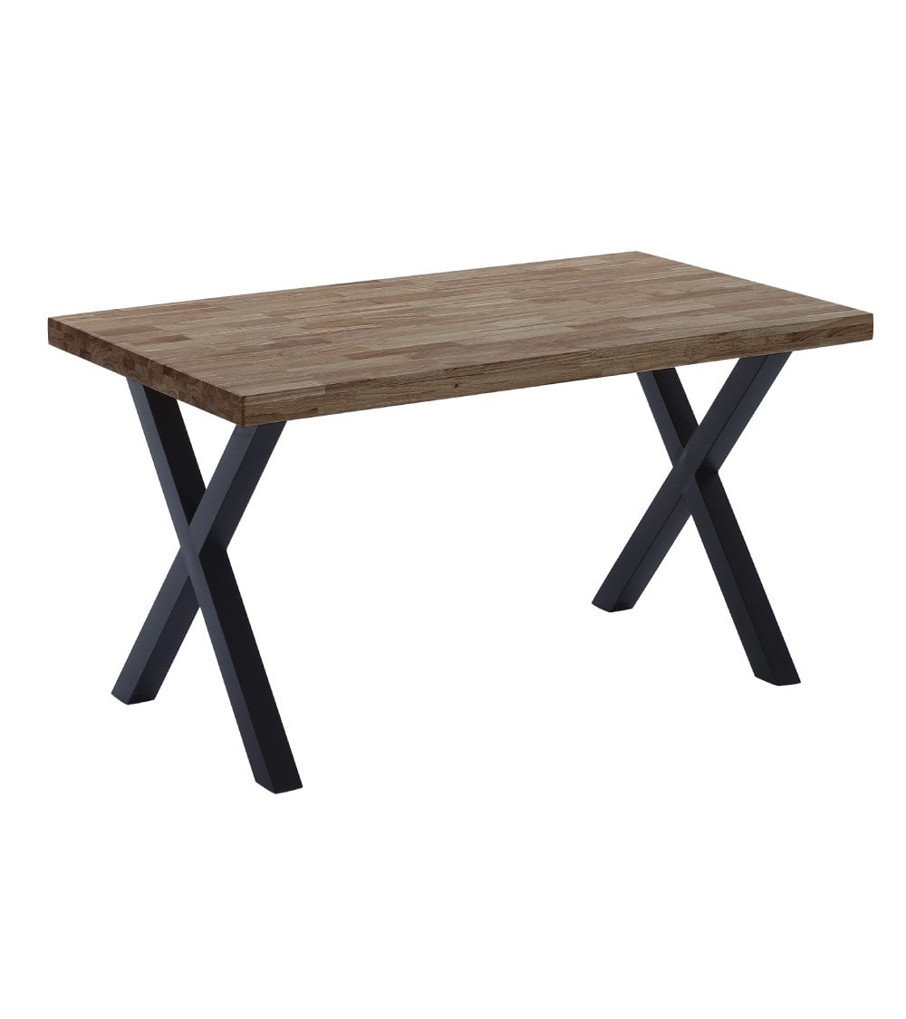 Mesa comedor estilo industrial patas negras en 'x' 140x80 cm