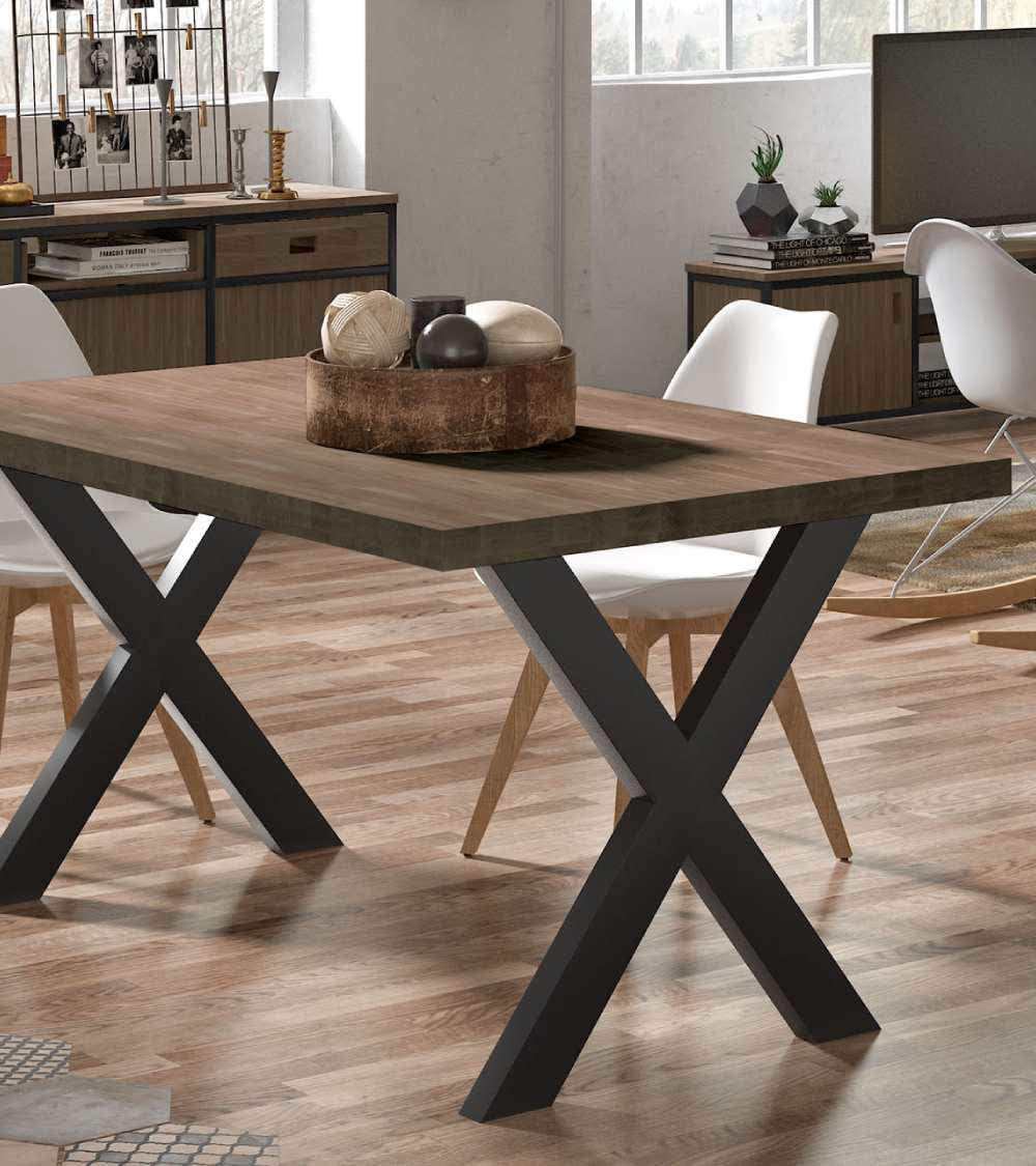 Mesa comedor estilo industrial patas negras en 'x' 140x80 cm - Maisons du Monde