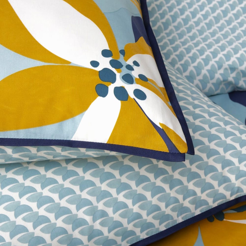 Parure de lit 2 personnes en percale 70 fils imprimé bleu 240x220cm — vue 3