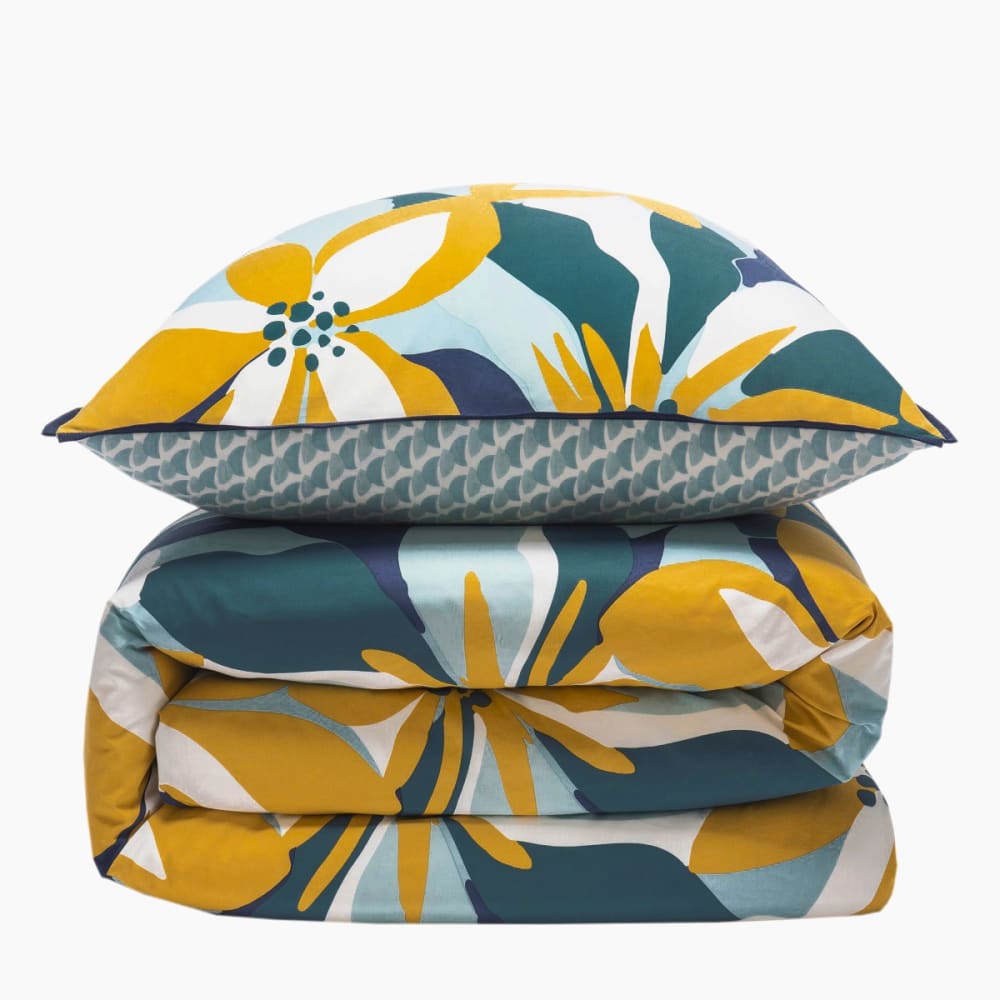 Parure de lit 2 personnes en percale 70 fils imprimé bleu 240x220cm — vue 4