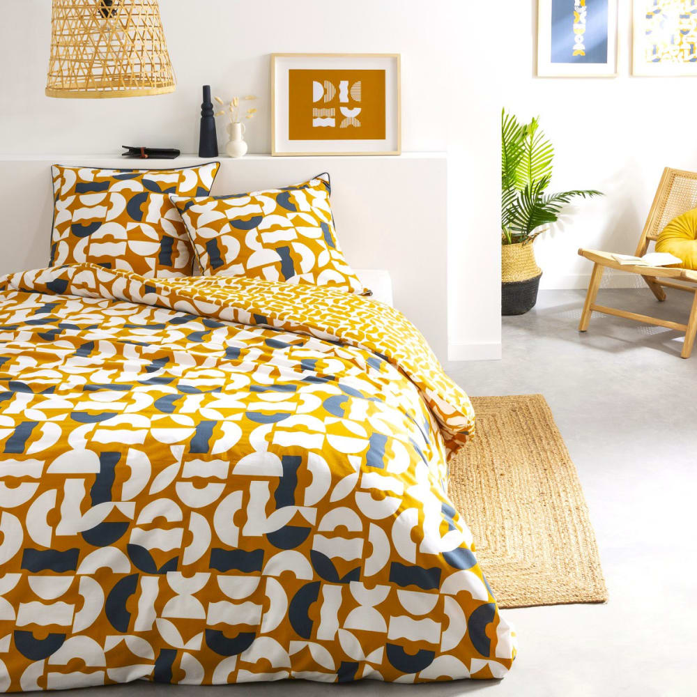 Parure de lit 2 personnes géométrique réversible 240x220cm