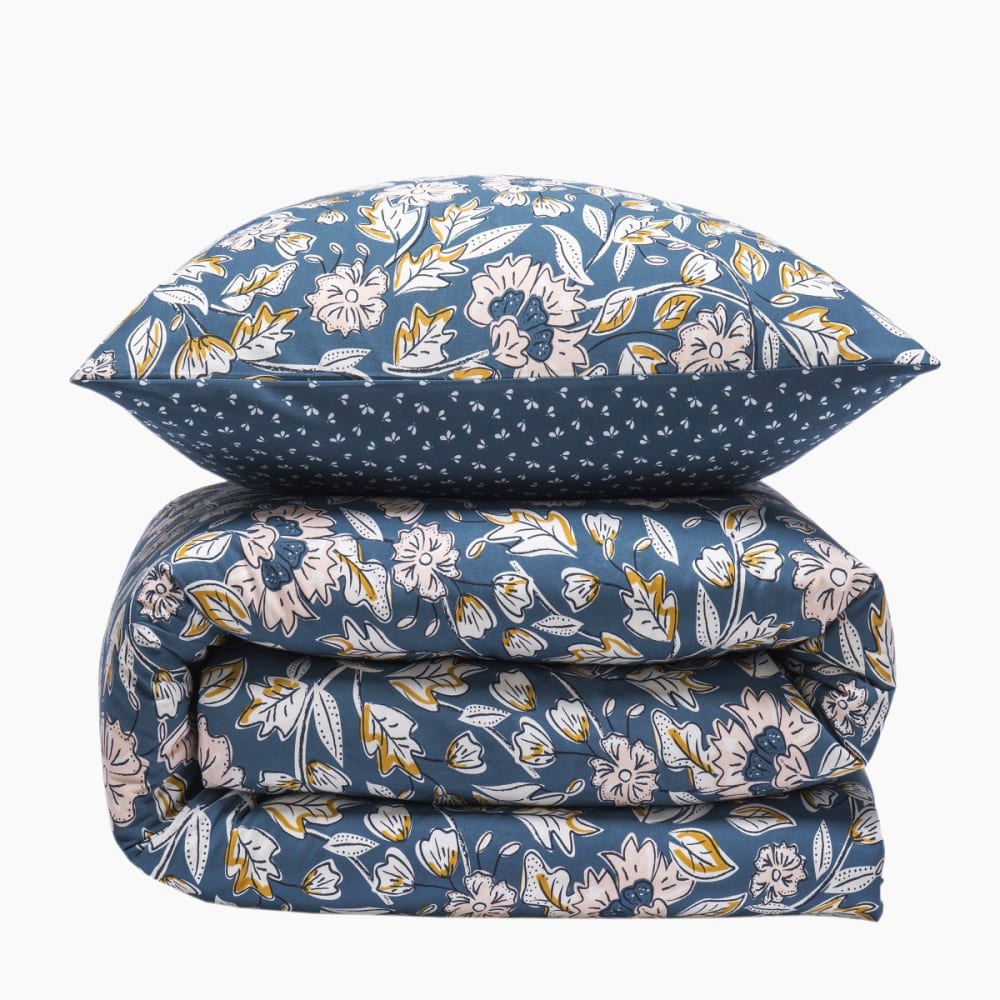 Parure de lit 2 personnes fleurie en percale 70 fils 240x220cm — vue 4