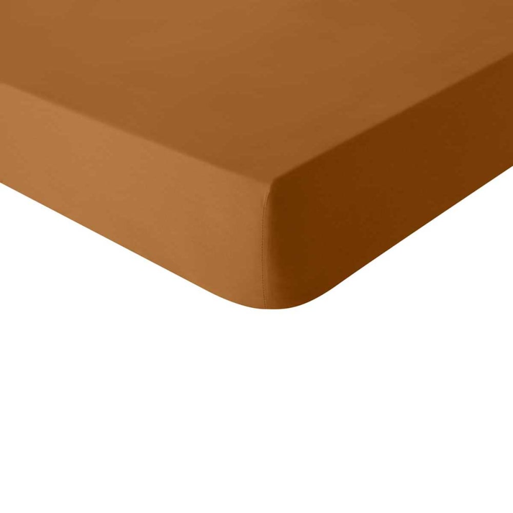 Drap housse en coton  ambre 90x200 Made in France