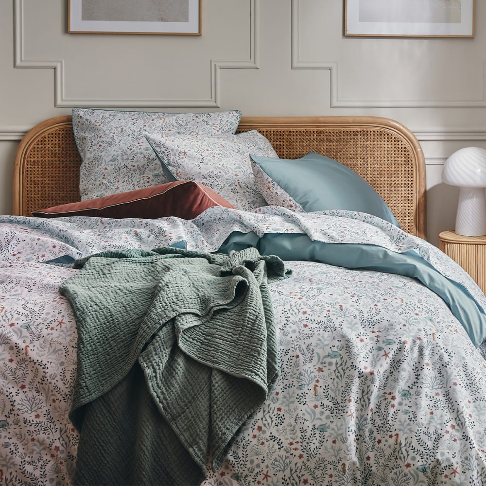 Taie d'oreiller en percale de coton bleu 50x75 — vue 3